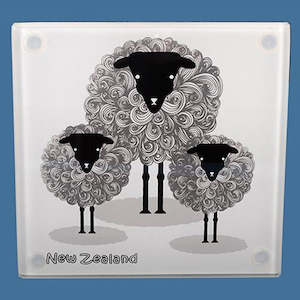 Glass Sheep Coaster Set