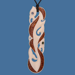 Bone Double Manaia Stained Pendant XL