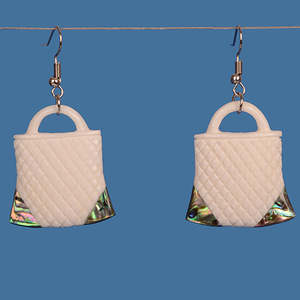 Maori Bone Carvings: Bone Kete Drop Earrings