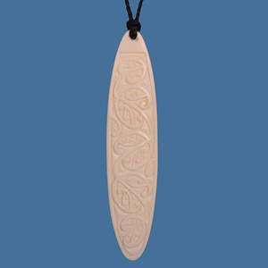 Maori Bone Carvings: Bone Hammerhead Pendant Necklace