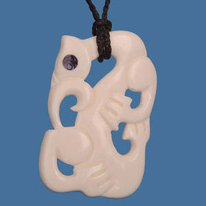 Maori Bone Carvings: Bone Guardian Necklace