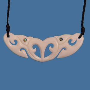 Bone Manaia Heart Pendant Necklace