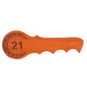 Maori Hardwood Carvings: 21st Key with Laser Etched Number