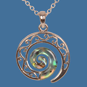 Paua Shell Pendants: Paua Koru Pendant on chain