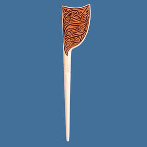 Maori Bone Carvings: Bone Mãori Hair Pin with Kōwhaiwhai Carving