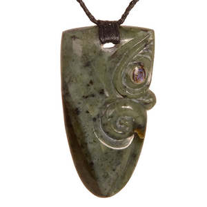 Greenstone Pendants: Tongue With Face Pendant Necklace