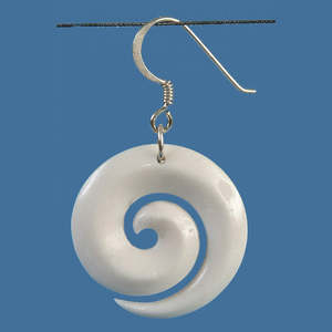 Bone Earrings: Bone Open Koru Earrings