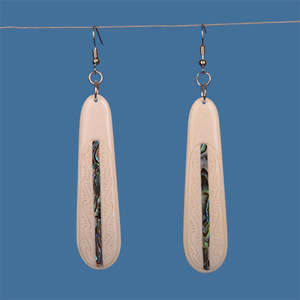 All: Bone Earrings with Paua Inlay