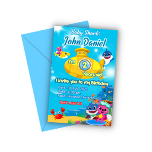 Personalized Invitation Card: SHARK INVITES