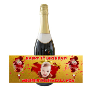 Personalised Kids Bottle Label - Gold red