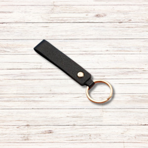 Plain Leather Key Chain: Plain Leather Keychain - Black