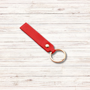 Plain Leather Key Chain: Plain Leather Keychain - Red