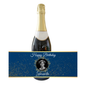 Bottle Labels Adult: Personalised Adult Bottle Label - Blue Birthday