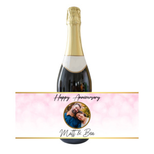 Personalised Adult Bottle Label - Pink Anniversary