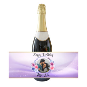 Personalised Adult Bottle Label - Purple Birthday