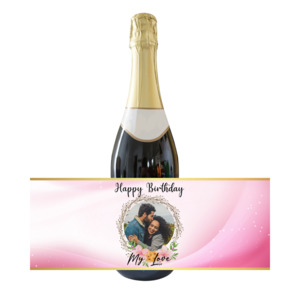 Personalised Adult Bottle Label - Pink Birthday