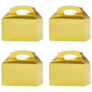 Treat Box Ready: Pack of 4 Treat Boxes - Gable - Favor Boxes - Gold