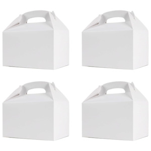 Pack of 4 Treat Boxes - Gable - Favor Boxes - White