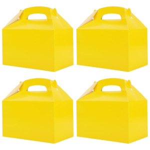 Pack of 4 Treat Boxes - Gable - Favor Boxes - Yellow