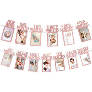 12Months Photo Banner Glitter Rose Gold