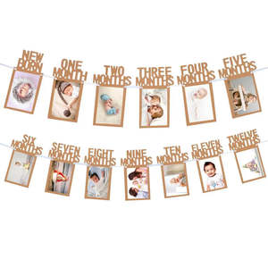 12Months Photo Banner Glitter Gold