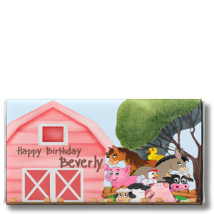 Kids Chocolate: BARN ANIMALS - PERSONALISED CHOCOLATE BAR