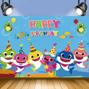 BABY SHARK BIRTHDAY PARTY BACKDROP BANNER 5x7ft