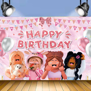 ROBLOX GIRLS BIRTHDAY PARTY BANNER 3x5ft