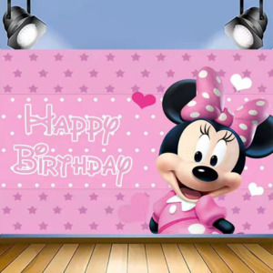 MINNIE MOUSE BIRTHDAY PARTY BACKDROP BANNER 5x7ft
