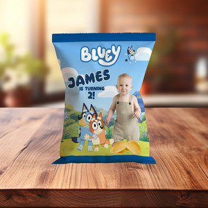 Personalised Chip Bags: Personalized Chip Bag - Bluey