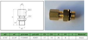 Male Stud Couplings: Body male stud coupling 8mm 1/4" Steel F104441