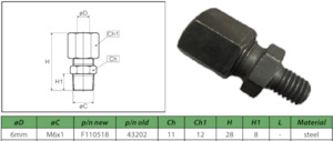 Male Stud Couplings: Male stud coupling 6mm M6x1 F110518