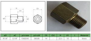 Straight adapter / extension 1/8 1/8 F000541