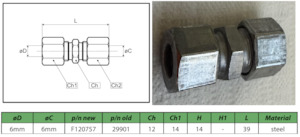 Straight Connecting Coupling 6mm 6mm F120757