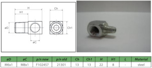 Stud elbow adapter 90° M6x1 M8x1 F102457