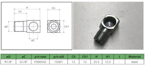 Stud elbow adapter 90° 1/8" 1/8" F000542