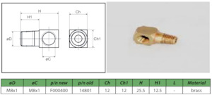 Stud elbow adapter 90° M8 M8 F000400