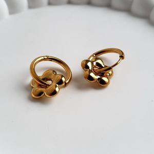 Earrings: Flower Huggies - Gold or Silver