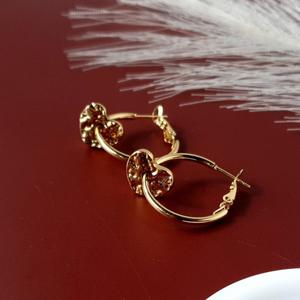 Earrings: Crumbled Heart Hoops - Gold
