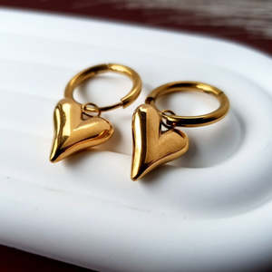 Earrings: Chic Heart Huggies - Gold or Silver