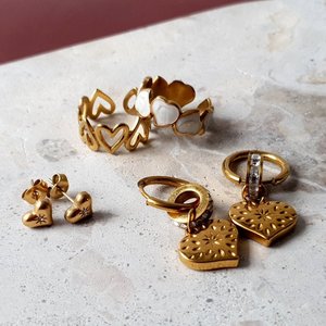 Rings: Golden Love Bundle - Gold Earring and Ring Set