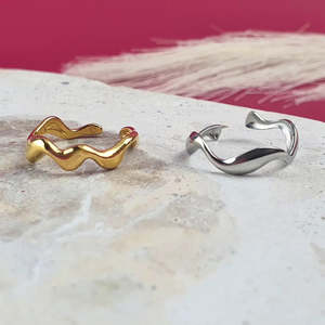 Elegant Waves Adjustable Ring - Gold or Silver