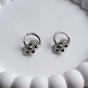 Earrings: Flower Huggies - Silver