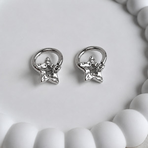 Earrings: Star Huggies - Silver