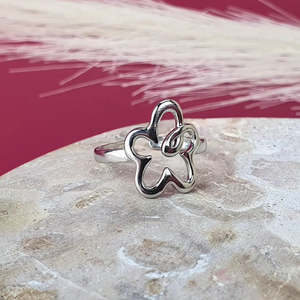Flower Power Adjustable Ring - Silver
