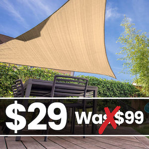Products: Shade Sail 3.6m x 3.6m x3.6 Sand – DIY Online