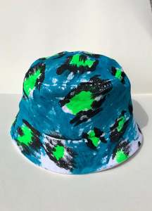 Turquoise Leopard- 100% Heavy Brushed Cotton Bucket Hat