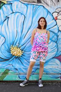 Dizzie Upcycled: Pink Leopard Shorts size 12