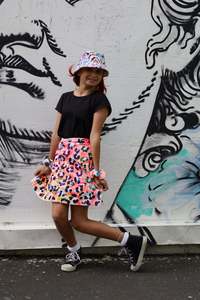 Dizzie Upcycled: Orange Leopard Skirt size M