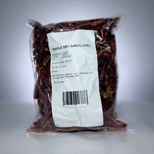 Whole dried arbol chilli with pedicel – 2nd quality 1KG – 3 bags of 333g each
